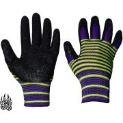 Перчатки нейлон рельефный облив Toppo фиолетово-черные /12/720/