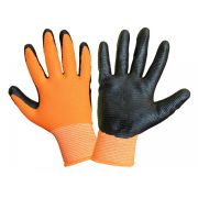 Перчатки нейлон облив Зебра оранжевые /синие/12/960/