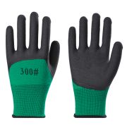 Перчатки нейлон со вспененным покрытием зелено-черные /12/720/