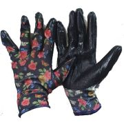 Перчатки нейлон «Цветок» Черные резиновый облив /12/