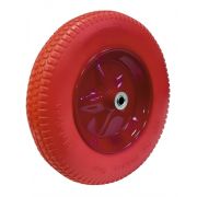 Колесо полиуретан. для тачки 3,00-8 под ось 16мм.(литое) красное