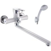 Смеситель д/ванны ЭВЕРЕСТ кер B22-274А  плоский прямой излив, белый